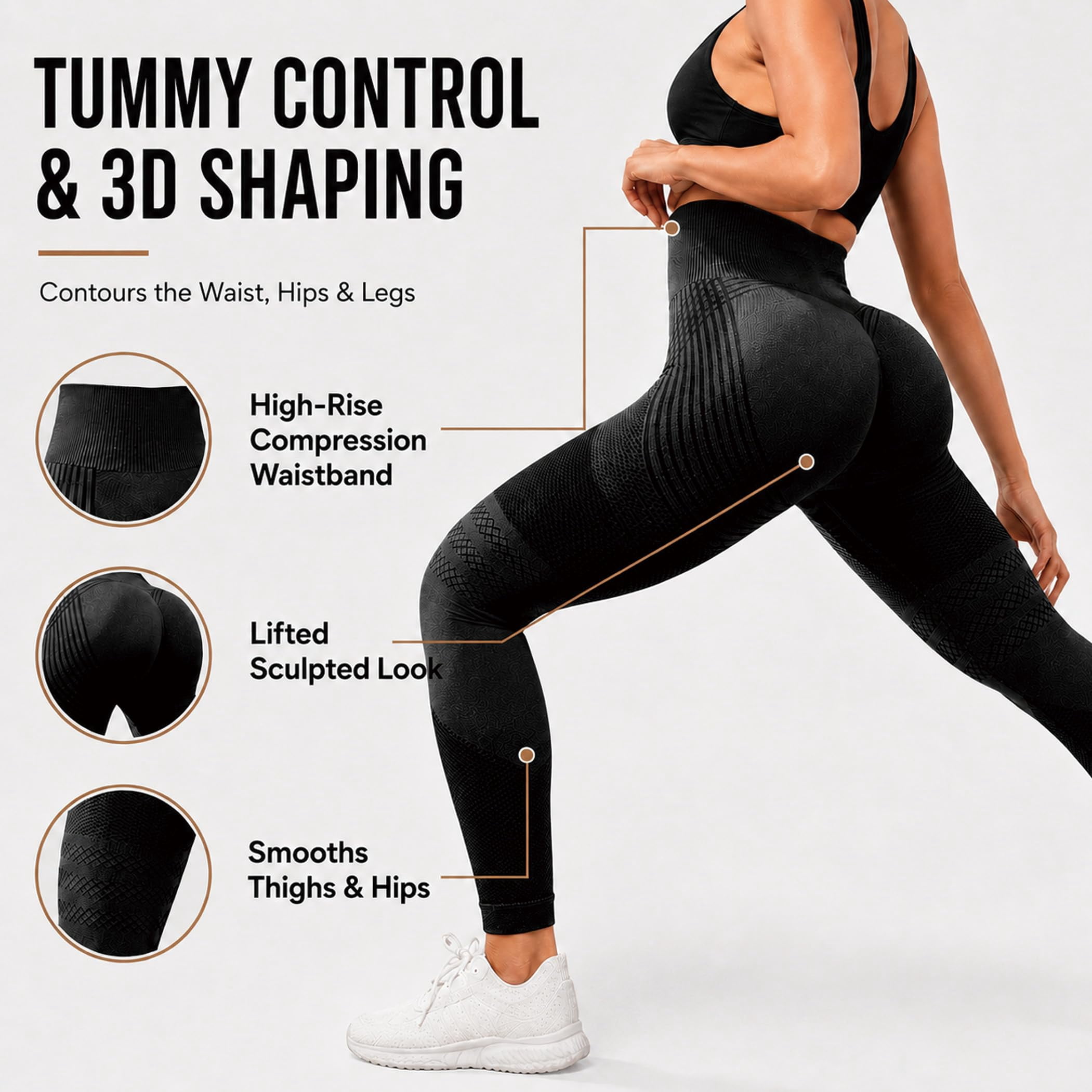 Ionix Labs 3D Anti Cellulite Leggings Compression for Women Workout Yoga