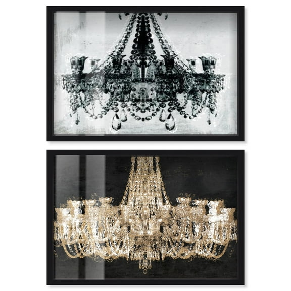 Golden Luxe Glam Set Shadowbox Abstract Wall Decor by Art Remedy, Black Frame, 15 x 10