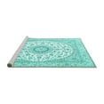 thumbnail image 2 of Ahgly Company Machine Washable Indoor Square Medallion Turquoise Blue Traditional Area Rugs, 8' Square, 2 of 4