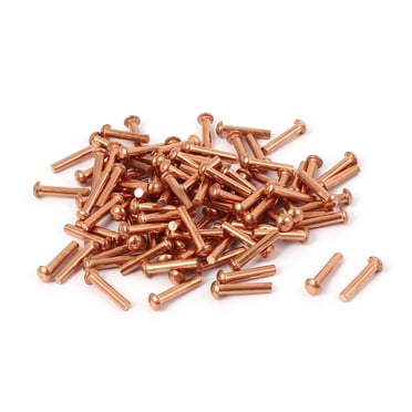 Uxcell Copper Solid Rivets - 10 Pcs 5/16 X 63/64 Round Head Fasteners