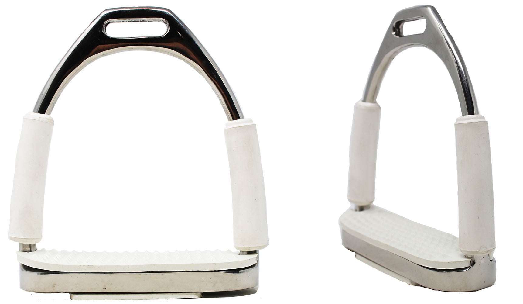 Stainless Steel Flex Jointed Irons Stirrups Stirrup w/ White Pads English Saddle 