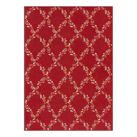 Botanical Floral Red Area Rug Home r Entrance Doormat Living Room Bedroom Carpet