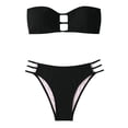 thumbnail image 5 of QUNYINEY High Cut Bikinis for Women Swimsuits Thong Black 2 Piece Swimwear Beach Strapless Cutout Swimsuit Sets, 5 of 8