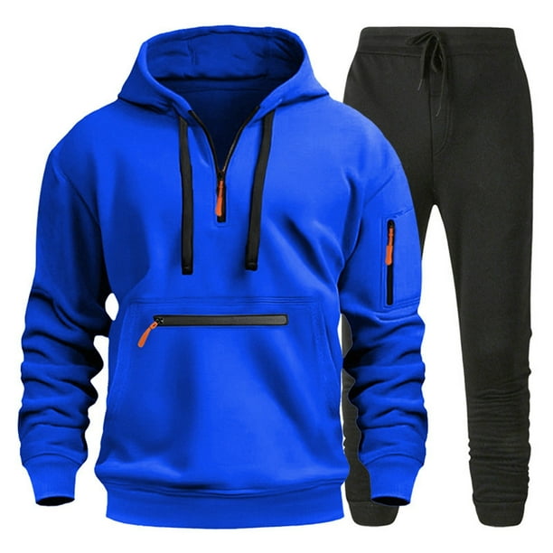 WILLBEST Sudadera con Capucha y Pantalón Negro Informal para Hombre, Conjunto De Dos Piezas De Otoño e Invierno, A La Moda, para Hombre Grande