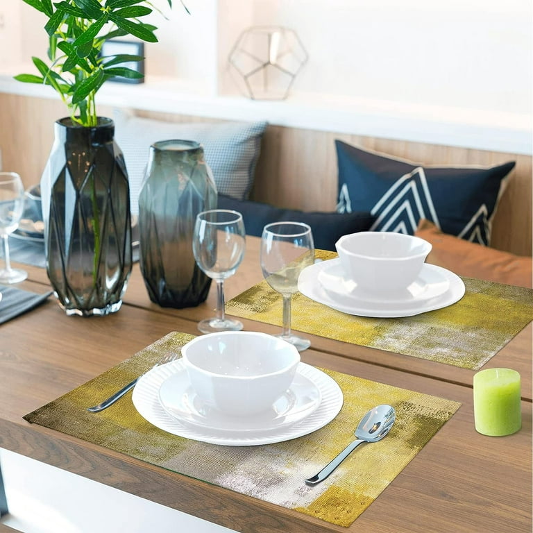 Cloth Placemats Set of 6 Cotton Placemats Washable Woven Dining