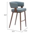 thumbnail image 4 of Zuo Modern Poise Barstool, Azure Gray and Walnut, 4 of 11