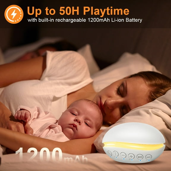 Calming Baby Sleep Machine & Portable White Noise Sound Machine for Adults - 26 Soothing Sounds with Night Light, Timer, 30H Battery, Travel-Friendly