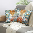 thumbnail image 5 of Boho Pillow Covers 16"x16" Set of 2 Carpet Orange Blue Vintage Throw Pillow Case Soft Square Decorative Pillowcases for Home Decor Sofa Car Living Room, 5 of 6
