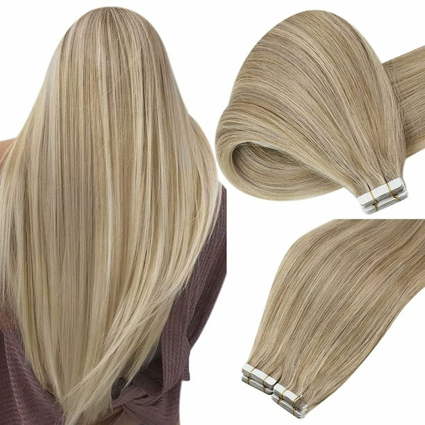 Sunny Hair Tape in Hair Extensions Highlight Dark Ash Blonde and Golden  Blonde 20Pcs Hair Extension for Women Thick Hair 18 inch 50g 