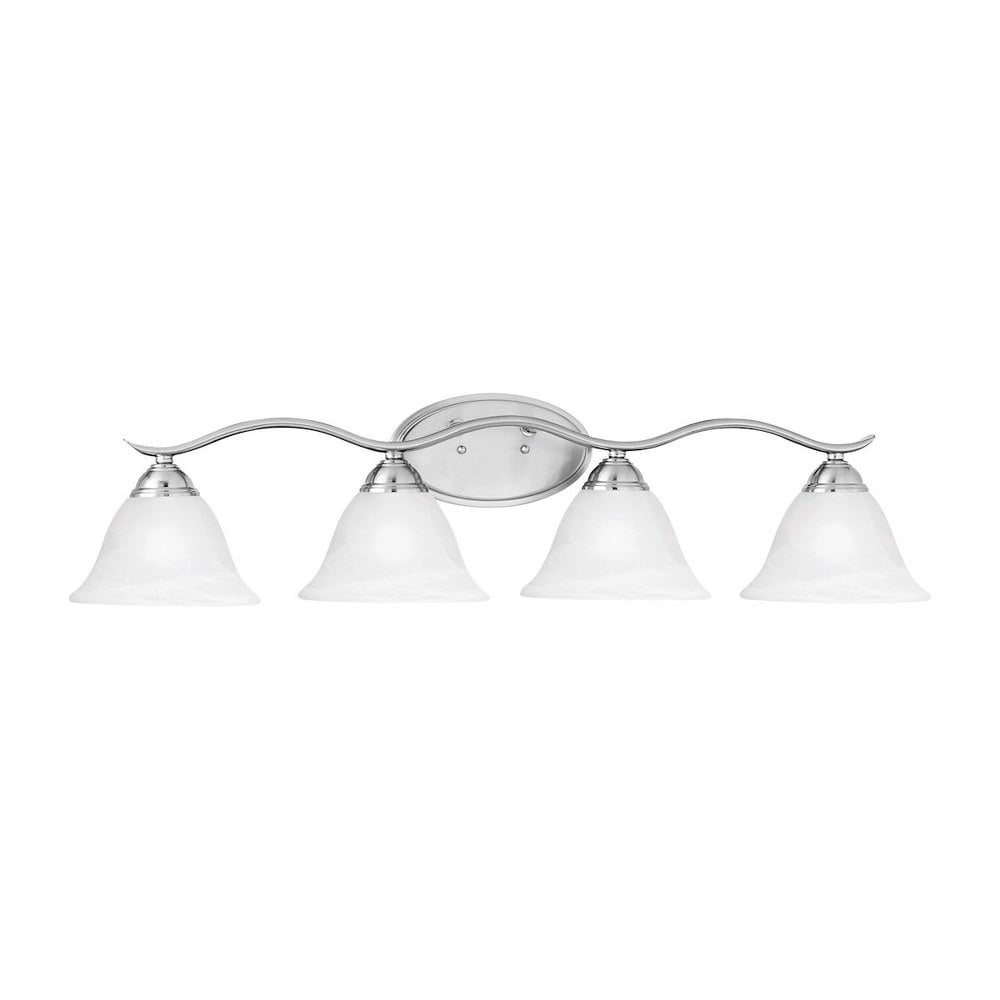 4 Down Light Vanity Light With Brushed Nickel Finish With Alabaster Glass Bathroom Lighting