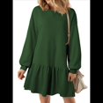 thumbnail image 2 of Vestido Estilo Sudadera de Larga para Mujer, Otoño 2025, Cuello Redondo, Punto Acanalado, Patchwork, Minivestidos Informales. Verde XXL, 2 of 8