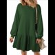 thumbnail image 2 of Vestido Estilo Sudadera de Larga para Mujer, Otoño 2025, Cuello Redondo, Punto Acanalado, Patchwork, Minivestidos Informales. Verde XXL, 2 of 8