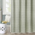thumbnail image 2 of EvJk 1PC Modern Waterproof Plaid Shower Curtains with Tassel for Bathroom, 72" x 72", Sage, 2 of 7