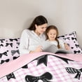 thumbnail image 5 of Castle Fairy Kawaii Bow-Tie 3 Pieces Queen Comforter Set for Kids Girls Boys,Geometric Plaid Ultra Soft Bedding Sets,Love Heart Print Bedding Comforter Set,Luxury Bedroom Decor, 5 of 8