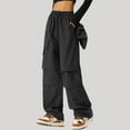 thumbnail image 2 of XIAONU Women's Cargo Wide-Leg Pants Relaxed-Fit Streetwear Trousers Lightweight Daily Casual Bottoms, 2 of 4