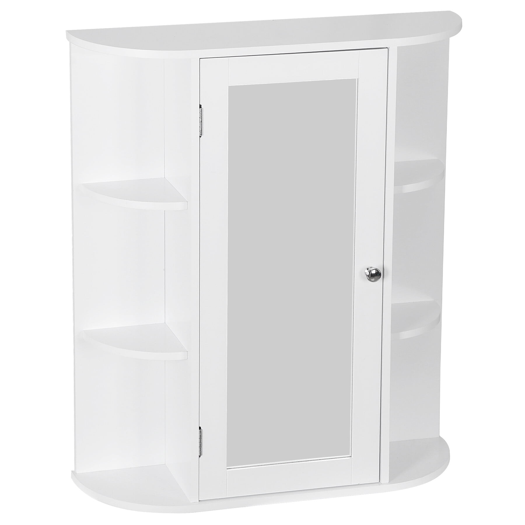 HomGarden Mirror Door Wall-Mount Bathroom Cabinet, Medicine Cupboard White, 6.5 W