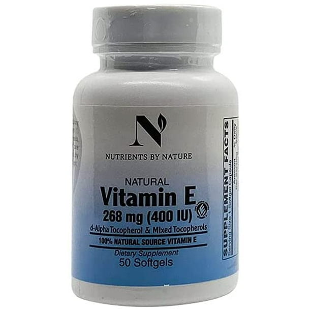 Nutrients by Nature Vitamin E 268 mg (400 IU) 268 mg (400 IU), dAlpha TOCOPHEROL & Mixed