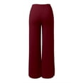 thumbnail image 6 of Pants for Women Ladies Lightweight Chiffon High Elastic Waist Flowing Flared Straight Leg Culottes Womens Slacks Red S, 6 of 6
