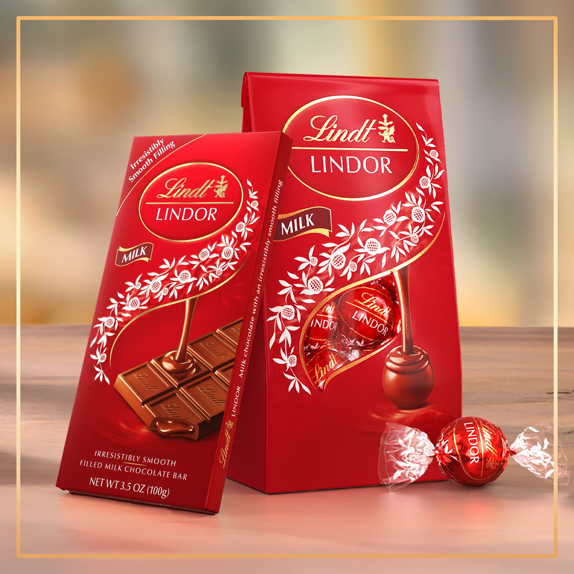 (2 pack) Lindt Lindor Milk Chocolate Truffle Candy Bar, 3.5 oz.