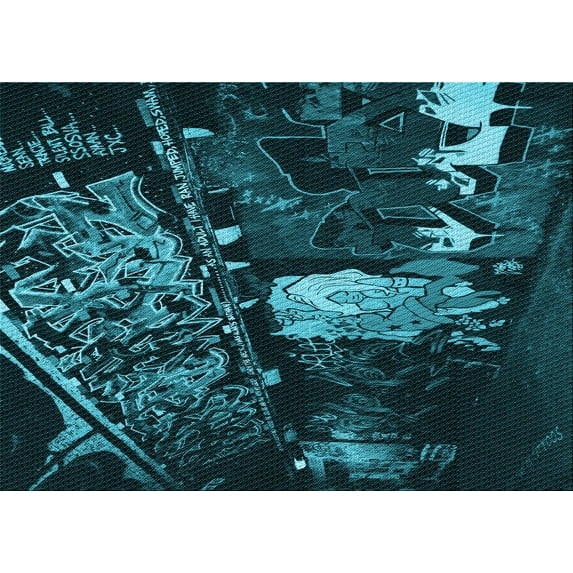 Ahgly Company Indoor Rectangle Patterned Deep Teal Green Area Rugs, 8' x 10'