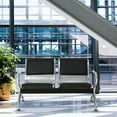 thumbnail image 4 of Kinbor 2 Seats PU Leather Office Guest Reception Bench Waiting Room Chairs Black Steel, 4 of 8