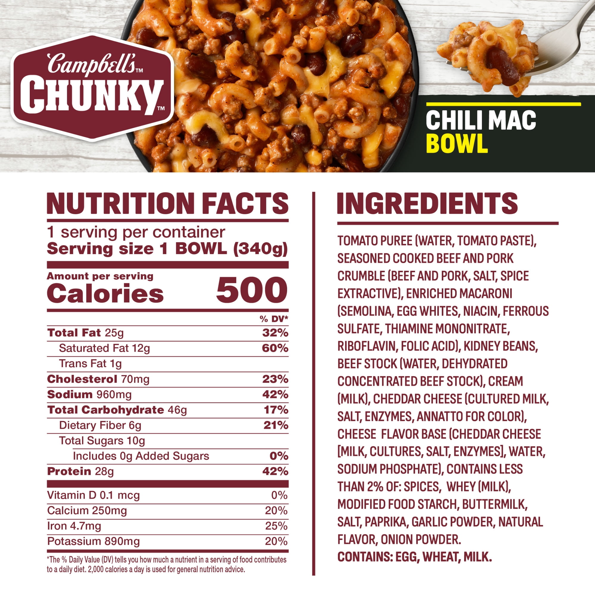 Campbell's Chunky Chili Mac Bowl Frozen Meal, 12 oz