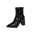thumbnail image 2 of Tawop Womens Boots Chunky Heel Winter Pointy Toe Fall Black Boots Combat, 2 of 9