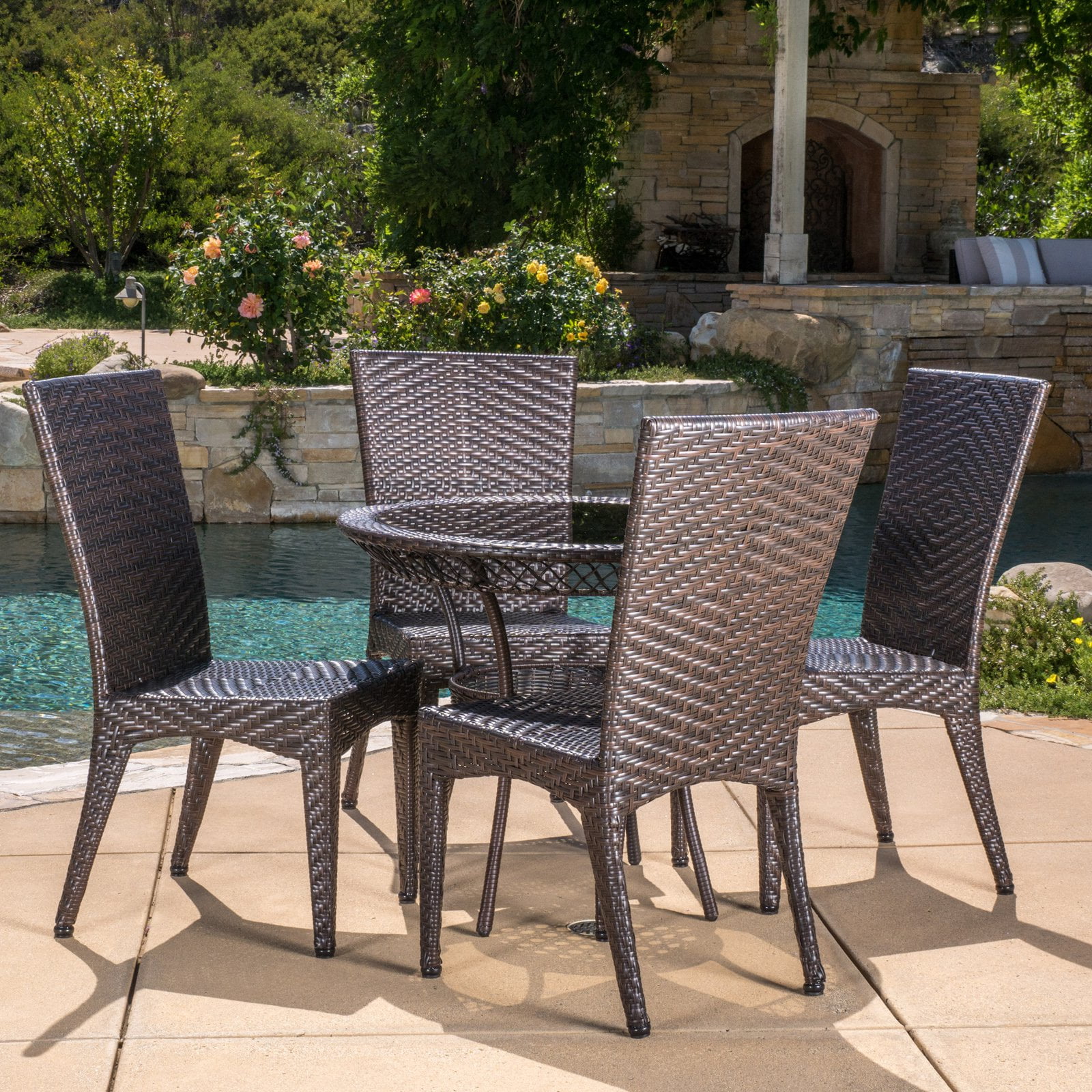 Luxely 5 Piece Wicker Patio Dining Set - Walmart.com