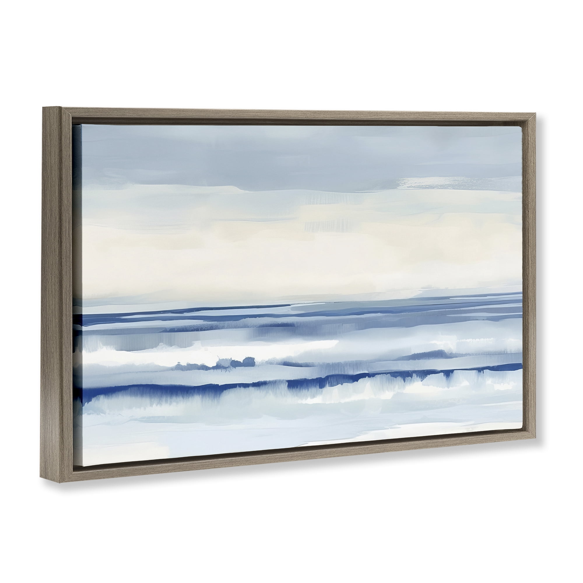 Stupell Industries Abstract Layered Beach Waves Abstract Painting Brown Floater Framed Canvas Art Print Wall Art, 25 x 17