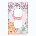 thumbnail image 2 of Metal Light Switch Wall Plate Outlet Cover (2 Teddy Bears With Love Heart Flower Balloon Flower Wreath Pink - Single Duplex), 2 of 2
