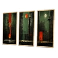 thumbnail image 3 of Designart "Urban Solitude under the Full Moon III" Modern Geometric Framed Wall Art Set Of 3 - Green Abstract Geometric Frame Canvas Set For Living Room Decor, 3 of 6