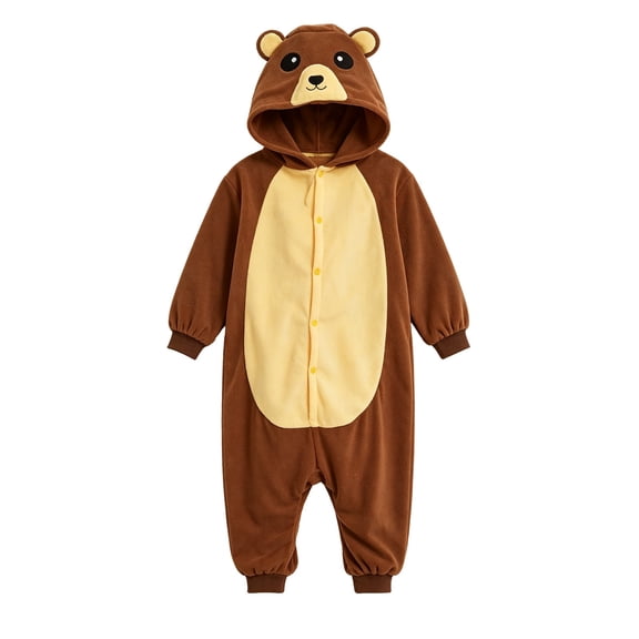 GiLiling Kids Animal Onesie Playwear Unisex Children Brown Bear One Piece Playwear for Girls Boys Halloween Dress-Up Outfit Dress Up (Brown, 3-4 Years)