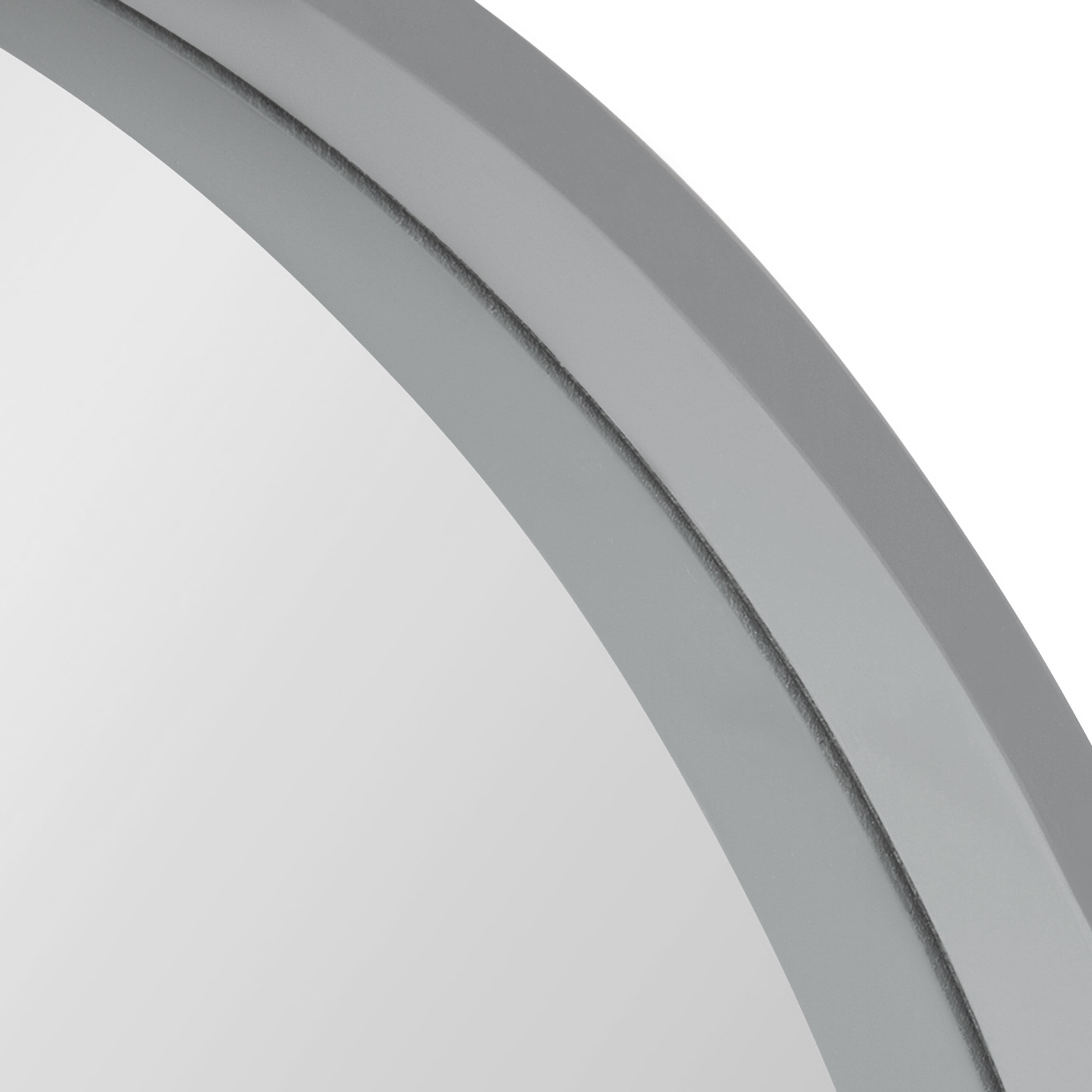 Kate and Laurel Travis Round Wood Wall Mirror, 25.6" Diameter, Gray, Modern Wall Décor Accent