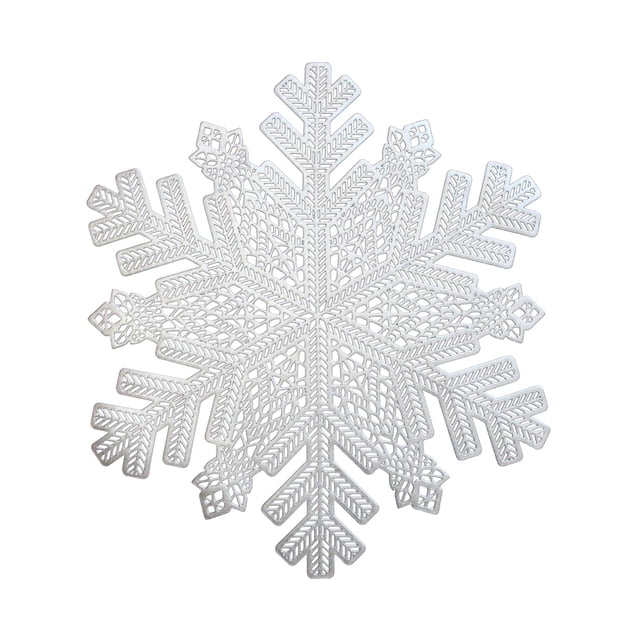 Round Snowflake Placemats, Heat Resistant Table Placemats Washable Wipeable Stain Resistant, Decorative Hollow Out Placemats for Dining Table, Wedding Party Holiday Decorations