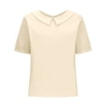 thumbnail image 4 of Cardigan Sweaters For Women Summer Solid Color Top, Cotton And Linen Short Sleeve Lapel Casual Flax Blouse 1pc , Beige 3XL, Size S-3XL, 4 of 9