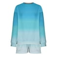 thumbnail image 4 of Annhoo Workout Sets for Women 2 Piece Gradient Color Outfits Casual Long Sleeve Crewneck Sweatshirt with Shorts Tracksuit, 4 of 5