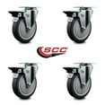 thumbnail image 2 of 5 Inch Thermo Rubber Wheel Swivel Top Plate Caster Set with Posi Brake, 2 of 2