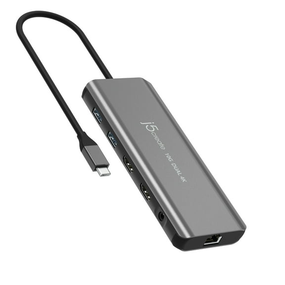 j5create USB-C Dual 4K HDMI 10Gbps Mini Dock (2.24x5.8in and 4oz) 100W, JCD398