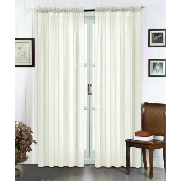 All American Collection New High 2pc High Quality Doli Sheer Curtain 54"x84" (White)