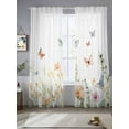 thumbnail image 2 of Spring Floral Sheer Curtains 108 Inch Length 2 Panels Set for Living Room/Bedroom, Butterfly Summer Botanical Watercolor Curtain Sheers Drapes Rod Pocket Curtains Window Treatment Set 52''x108''x2, 2 of 7