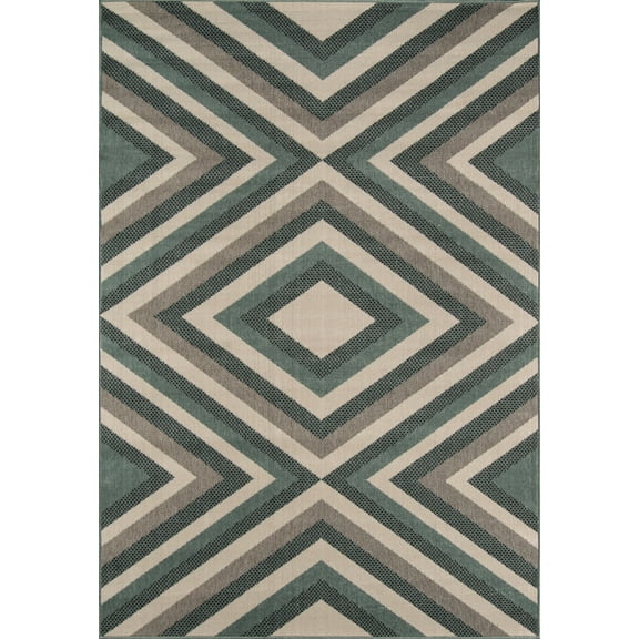 Momeni Baja Zig Zag Sage Indoor Outdoor Rug 2'3" X 4'6"