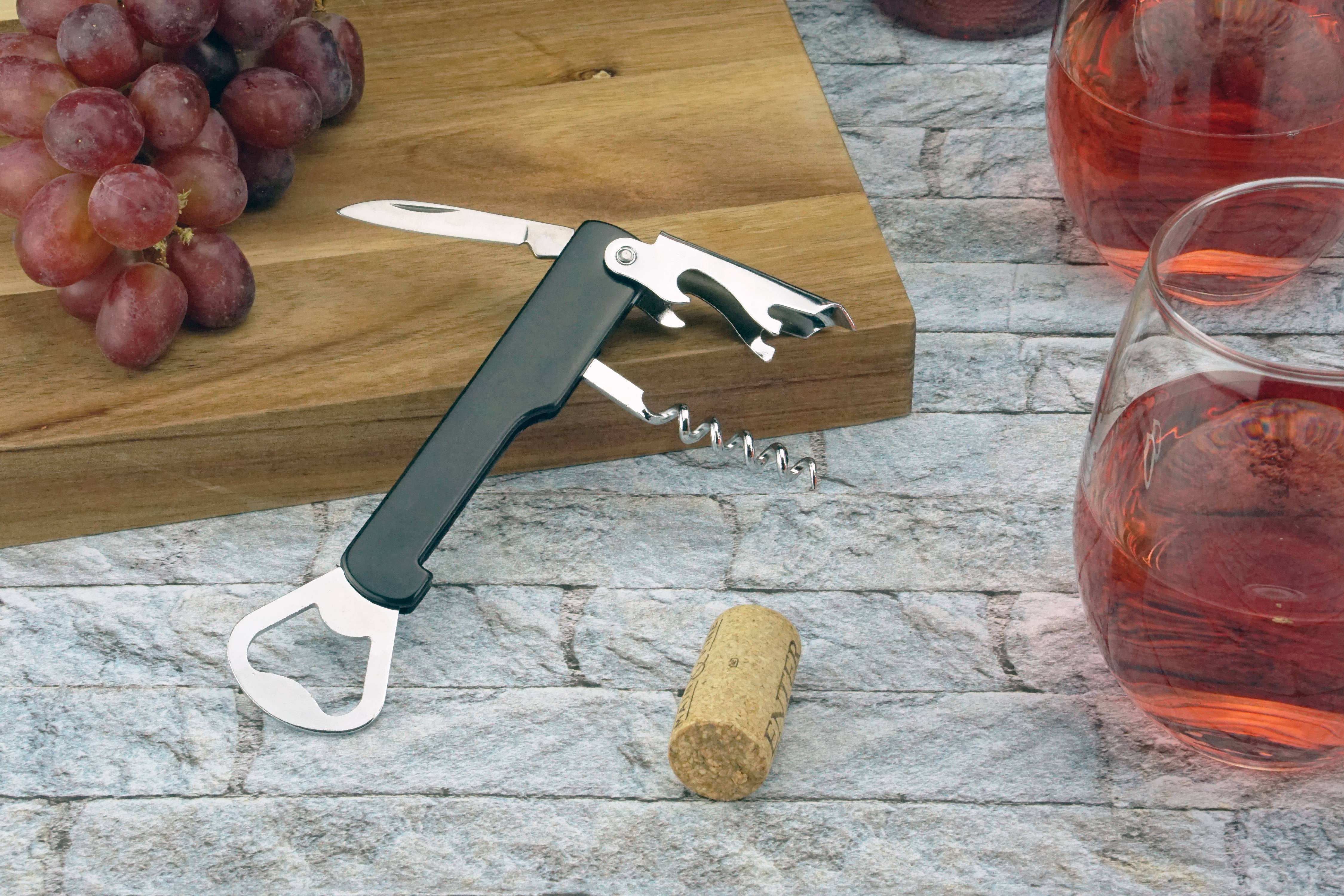 Mainstays Stainless Steel and Plastic Waiter's Corkscrew Bottle Opener, Black