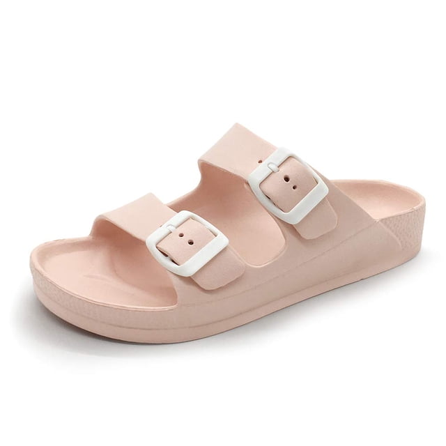 Luffymomo Sandales à Enfiler Réglables Eva Double Boucle pour Femmes (8 m US Rose)