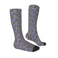 thumbnail image 3 of Picia Women Crew Soft Moisture-wicking Socks Purple Butterflies Pattern Design Cotton Socks, One Size fit All, 3 of 9