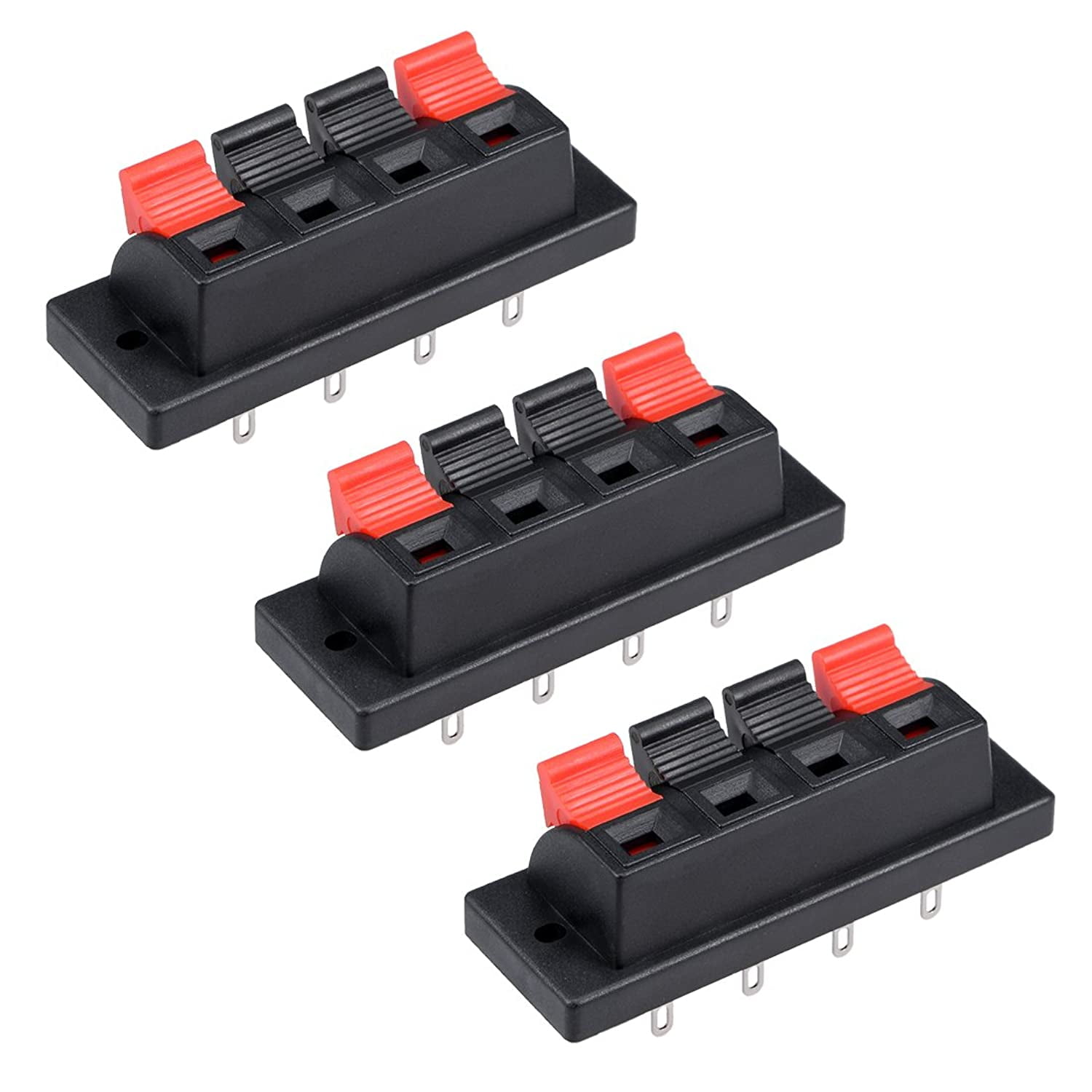 uxcell 3pcs 4 Way Jack Socket Spring Push Release Connector Speaker