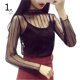 thumbnail image 2 of Moda Primavera Otoño Mujeres Sexy Malla Blusas De Manga Larga Cuello Alto Tops Perspectiva Señoras Niñas Casual Camisetaspangjing, 2 of 3