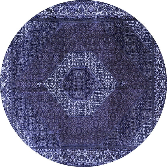 Ahgly Company Indoor Round Medallion Blue Traditional Area Rugs, 5' Round