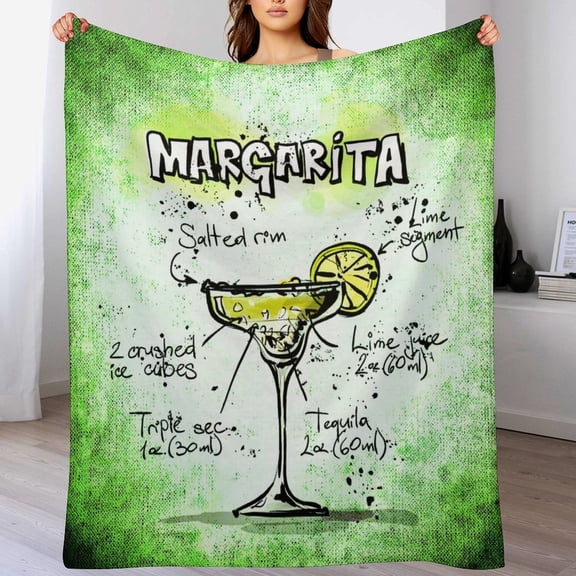 Throw Blanket Margarita Winter Plush Fuzzy Warm Bed Blanket Ice Tea Cocktail Ingredients Warm Flannel Blanket for Winter Bedding Couch And Gift for Women Men 60"x80"