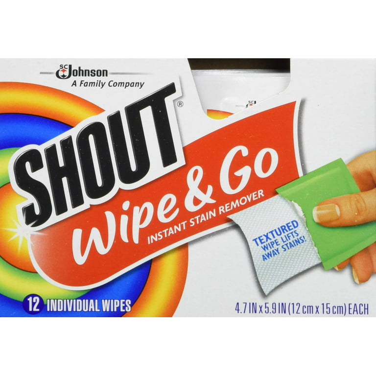 SHOUT Wipe & Go Instant Stain Remover, 4.7 x 5.9, 80 Packets/Carton
