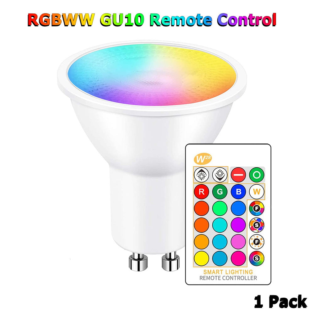 Udgangspunktet Havanemone Regelmæssigt Rosnek Energy Saving RGBW/RGBWW GU10 LED Light Bulbs 5 Watts Remote Control  Colour Changing Lamp Cup Bulbs Dimmable 16 Colors 5W LED Spot Light  Bulbs,1/2/4Pack - Walmart.com